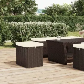 Vidaxl 720845678982 Ottoman Brown Poly Rattan Small Durable Square