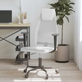 Vidaxl 720845861780 Office Chair White Mesh Fabric Faux Leather Metal Plywood