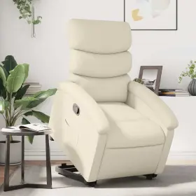 Vidaxl 721012183452 Stand Up Recliner Chair Cream Faux Leather Metal Plywood Standard