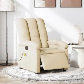 Vidaxl 721012183698 Electric Massage Recliner Chair Cream Fabric