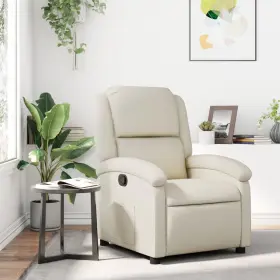 Vidaxl 721012183858 Recliner Chair Cream Faux Leather Metal Plywood Single