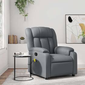 Vidaxl 721012187306 Massage Recliner Chair Gray Faux Leather Metal Plywood Foam