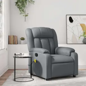 Vidaxl 721012187306 Massage Recliner Chair Gray Faux Leather Metal Plywood Foam