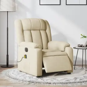 Vidaxl 721012187498 Electric Massage Recliner Chair Cream Fabric