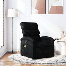 Vidaxl 721012198951 Massage Recliner Chair Black Polyester Metal Wood Foam One Size