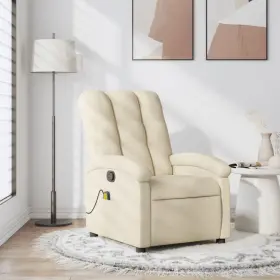 Vidaxl 721012199408 Massage Recliner Chair Cream Fabric 100% Polyester Metal Plywood