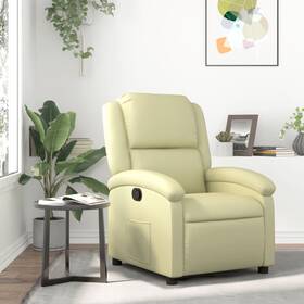 Vidaxl 721012199835 Recliner Chair Cream Genuine Leather Metal Plywood Standard