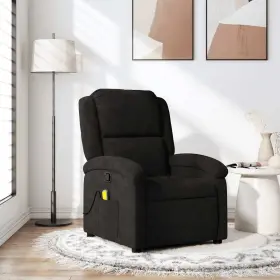 Vidaxl 721012200067 Massage Recliner Chair Black Velvet Single Adjustable Armrests