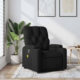 Vidaxl 721012201392 Massage Recliner Chair Black Fabric 100% Polyester Metal Plywood