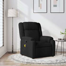 Vidaxl 721012203037 Massage Recliner Chair Black Polyester Metal Plywood Medium