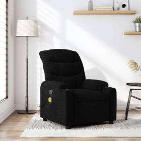 Vidaxl 721012221468 Massage Recliner Chair Black Fabric Metal Plywood Foam Pp Fiber