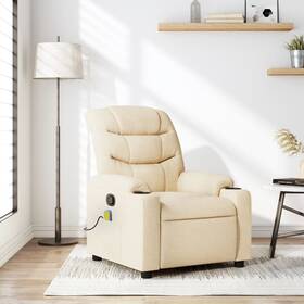 Vidaxl 721012221482 Massage Recliner Chair Cream Fabric 100% Polyester Metal Plywood