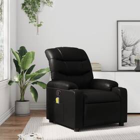 Vidaxl 721012370975 Massage Recliner Chair Black Faux Leather Metal Plywood Single