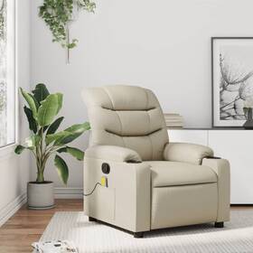 Vidaxl 721012370982 Massage Recliner Chair Cream Faux Leather Standard Size