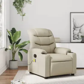 Vidaxl 721012370982 Massage Recliner Chair Cream Faux Leather Standard Size