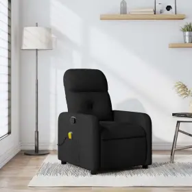 Vidaxl 721012371651 Massage Recliner Chair Black Polyester Fabric Wood Metal Standard