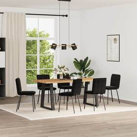 Vidaxl 721158570659 Dining Chair Set Of 6 Black Velvet 100% Polyester Plywood Metal