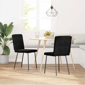 Vidaxl 721158633484 Dining Chair Set Of 2 Black Velvet 100% Polyester Plywood Metal