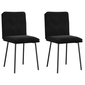 Vidaxl 721158634719 Dining Chair Set Of 2 Black Velvet 100% Polyester Plywood Metal