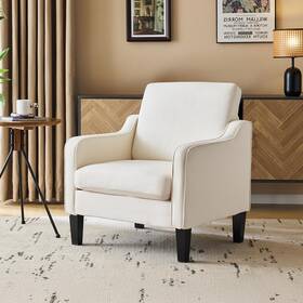 Vingli Sc0be06 Mid Century Modern Accent Chair Beige Fabric Chairs For Living Ro