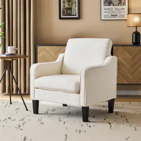 Sc0be06 Vingli Mid Century Modern Accent Chair Beige Fabric Chairs For Living Ro