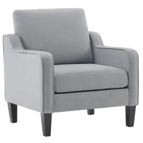 Sc0lg05 Vingli Mid Century Modern Accent Chair Light Grey Fabric Chairs For Living Room Upho