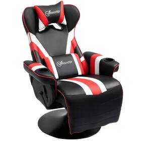 Vinsetto Us833-888v80rd0145 Rocker Recliner With Padded Cushion And Swivel Metal Base Black/red/white