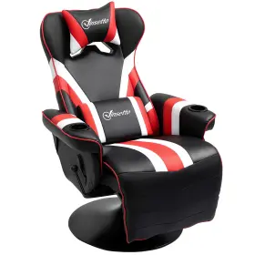 Us833-888v80rd0145 Vinsetto Rocker Recliner With Padded Cushion And Swivel Metal Base Black/red/white
