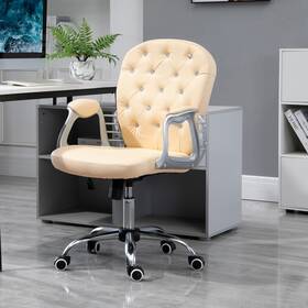 Vinsetto Us921-169v81bk0141 Vanity Office Chair Tufted Backrest Swivel Rolling Height Adjustable