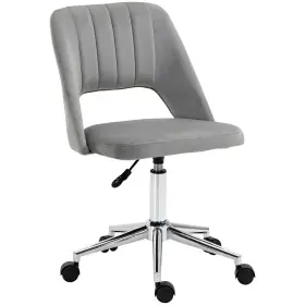 Us921-481v80gy0145 Vinsetto Ergonomic Velvet Armless Computer Swivel Upholstered Chair With Open Back Grey