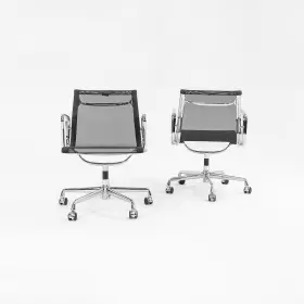 Ea107 Vitra 2000s Eames Black Mesh Aluminum Group Management Desk Chair 2x Available