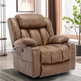 W Warmhol 445039580506 Swivel Glider Rocking Recliner Chair Overstuffed Manual Massage Heat Vibration S