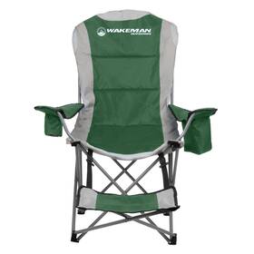 Wakeman Outdoors 75-cmp112 Camping Chair Portable Beach With Foot Rest Cupholder And Pouch Blue