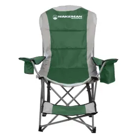 75-cmp112 Wakeman Outdoors Camping Chair Portable Beach With Foot Rest Cupholder And Pouch Blue