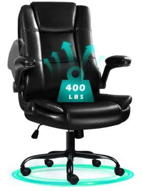 Waleaf 751757242006 Big And Tall Executive Office Chair With Flip-up Arms For Adult Ergonomic