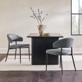 Hd9889 Walker Edison Furniture Company 2-piece Modern Upholstered Charcoal Dining Chairs