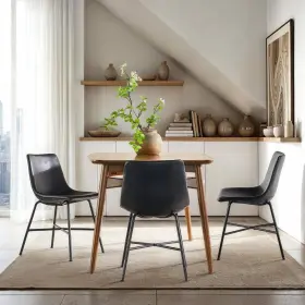 Hd9903 Walker Edison Furniture Company Black Modern Faux Leather Dining Chairs With Metal X Base Set Of 2