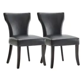 3a49fnchar2004blk02 Watson & Whitely Upholstered Kitchen And Dining Room Chairs With Low Back Faux Leather C