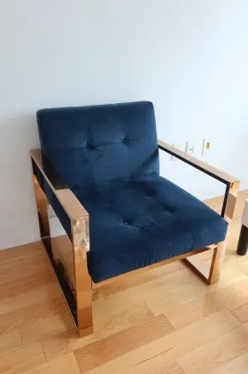 Yl-062402m Wayfair Dark Dimond Blue Velvet Armchair From