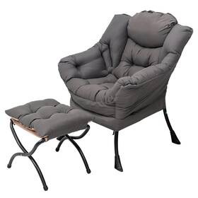 Welnow 69ae040d486eca5f3095ce64 Lazy Chair With Ottoman Modern Accent Armrests And A Side Pocket