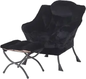 Welnow 711181129533 Lazy Chair With Ottoman Modern Lounge Accent Armrests And A Side Poc