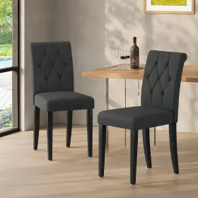 Cfp000hu20x Welzona Upholstered Dining Chairs Set Of 2 Button Tufted Parsons Chair With Soli