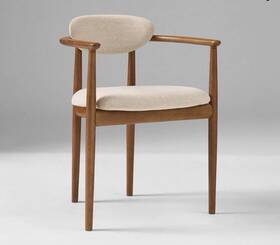 West Elm 9885750 Edison Dining Arm Chair In Sand/walnut Mid-century