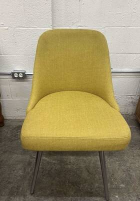 West Elm Ca-38439 Yellow Upholstered Accent Chair Metal Legs Ca 38439