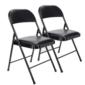 Westerly 614632700889 2pack Black Padded Metal Folding Chair For Home Of Office