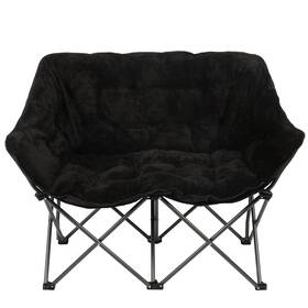 Westfield Outdoor Inc. 15388554705 Mainstays Loveseat Chair Double Saucer With Plush Faux Fur Upholstery Black