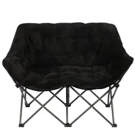 15388554705 Westfield Outdoor Inc. Mainstays Loveseat Chair Double Saucer With Plush Faux Fur Upholstery Black