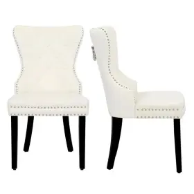 Id305-ce Westinfurniture Brooklyn Cream Tufted Velvet Dining Side Chair Set Of 2
