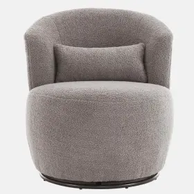 W2012p151412-w2012 Wetiny Grey Plush Swivel Accent Chair - Contemporary Round Armchair With 360