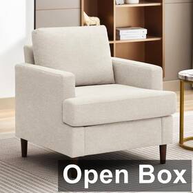 Weture Q3r1vx Mid-century Linen Fabric Accent Chair Beige